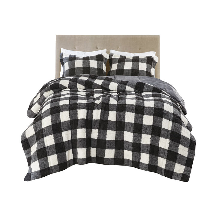 Gracie Mills Diego Buffalo Plaid Sherpa Down Alternative Comforter Set