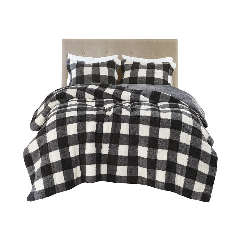 Gracie Mills Diego Buffalo Plaid Sherpa Down Alternative Comforter Set