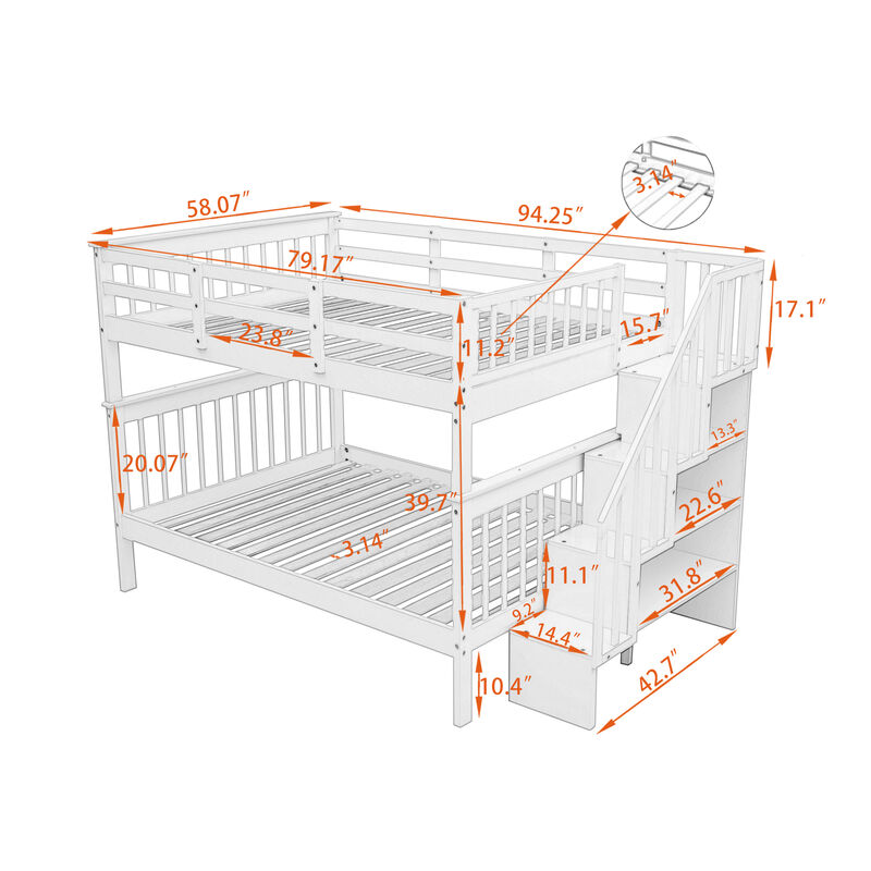 Modern Storage Bunk Bed with Open Shelves