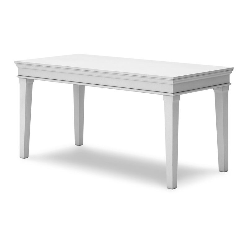 Kyni 63 Inch Home Office Desk, Modern Rectangular White Pine Wood Finish - Benzara