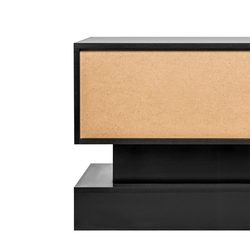 51.18inch Modern TV Stand with LED Lights, High Glossy Front TV Cabinet
