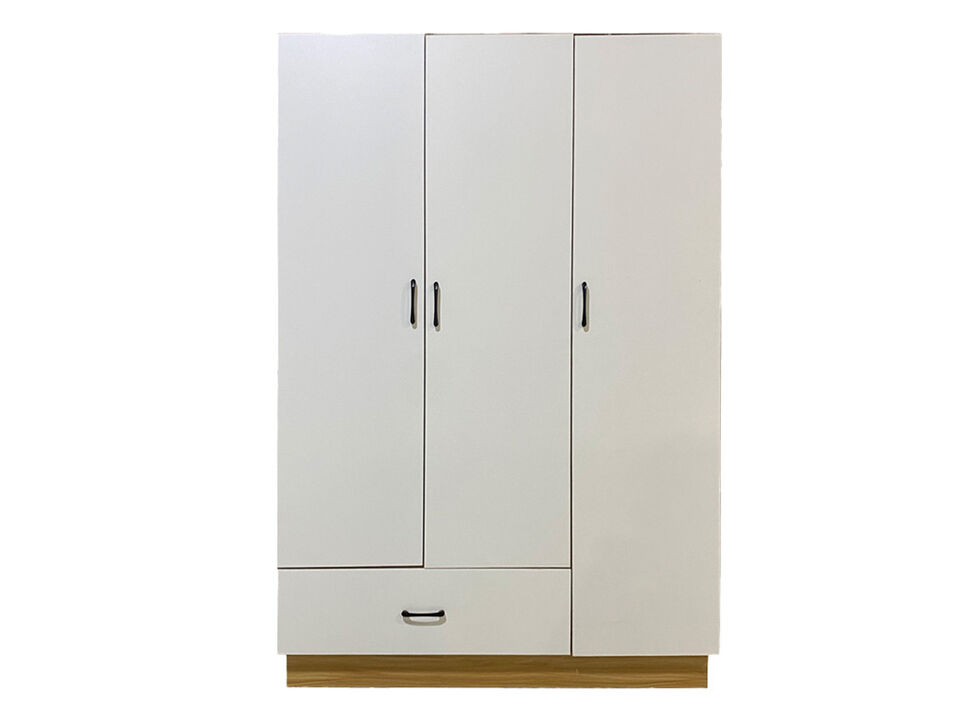 Armoire Wardrobe Closet, Bedroom Armoires with Hanging Rod, 3 Doors and 3 Storage Cabinets, Wardrobe Closet with Drawer,White