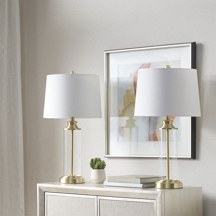 Clarity Glass Cylinder Table Lamp Set Of 2