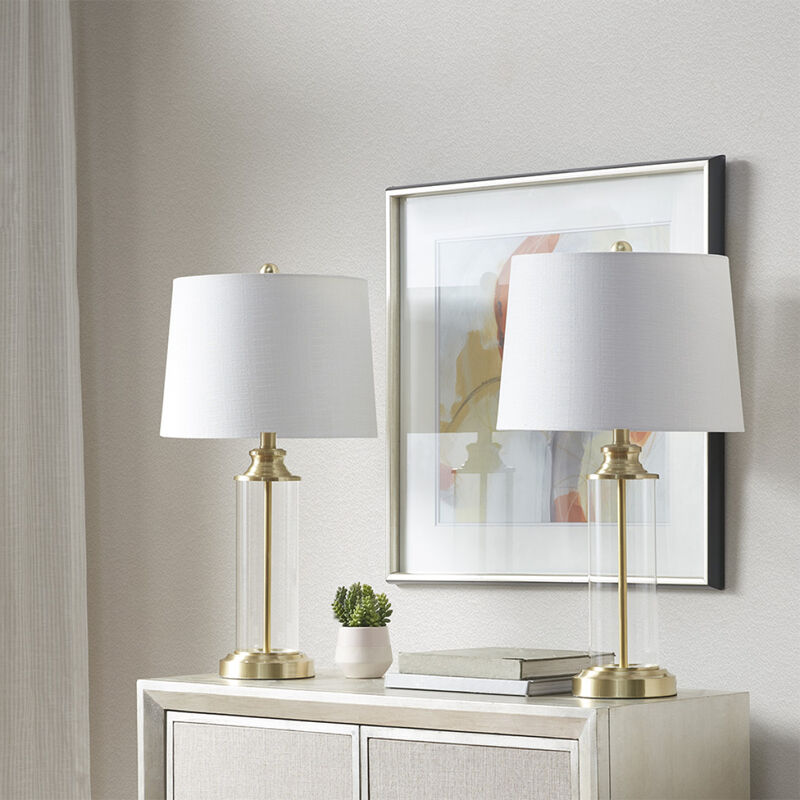 Clarity Glass Cylinder Table Lamp Set Of 2