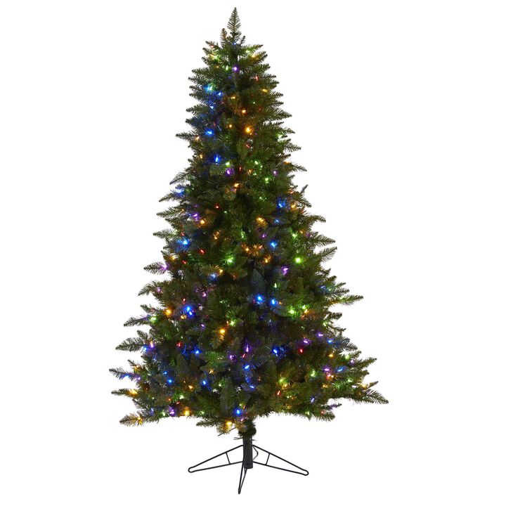 Nearly Natural 6.5-ft Vermont Spruce Artificial Christmas Tree with 450 Color Changing (Multifunction with Remote Control) LED Lights with Instant Connect Technology and 948 Bendable Branches