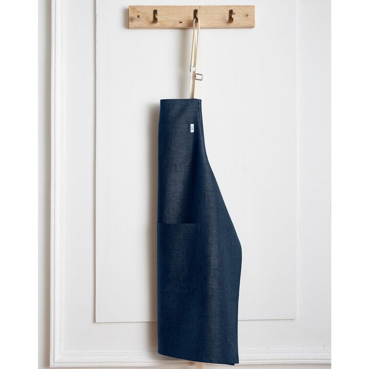 Solino Home 100% Pure Linen Bib Apron 32 x 27 Inch | Linen Kitchen Apron for Men and Women