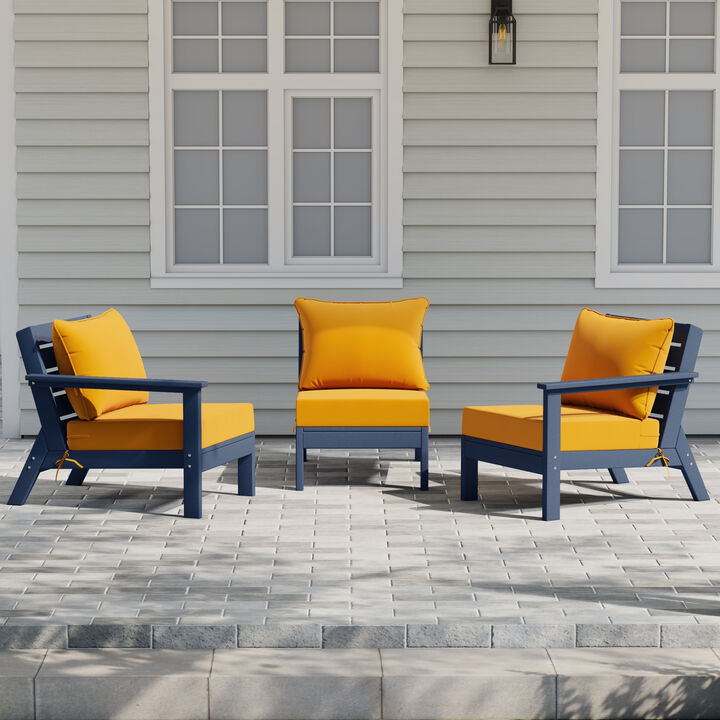 WestinTrends Outdoor Patio HDPE Sectional Sofa with Patio Cushions
