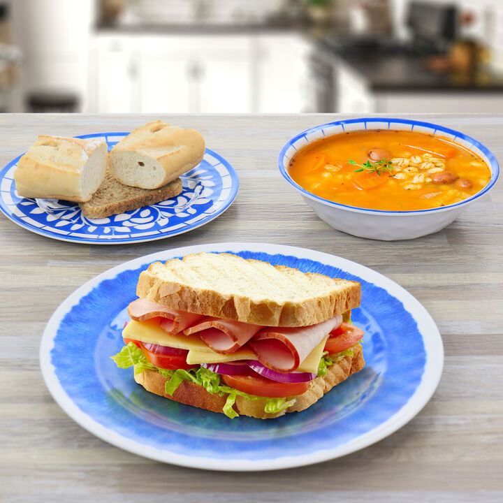 Elama Nelly 12 Piece Melamine Dinnerware Set in Blue