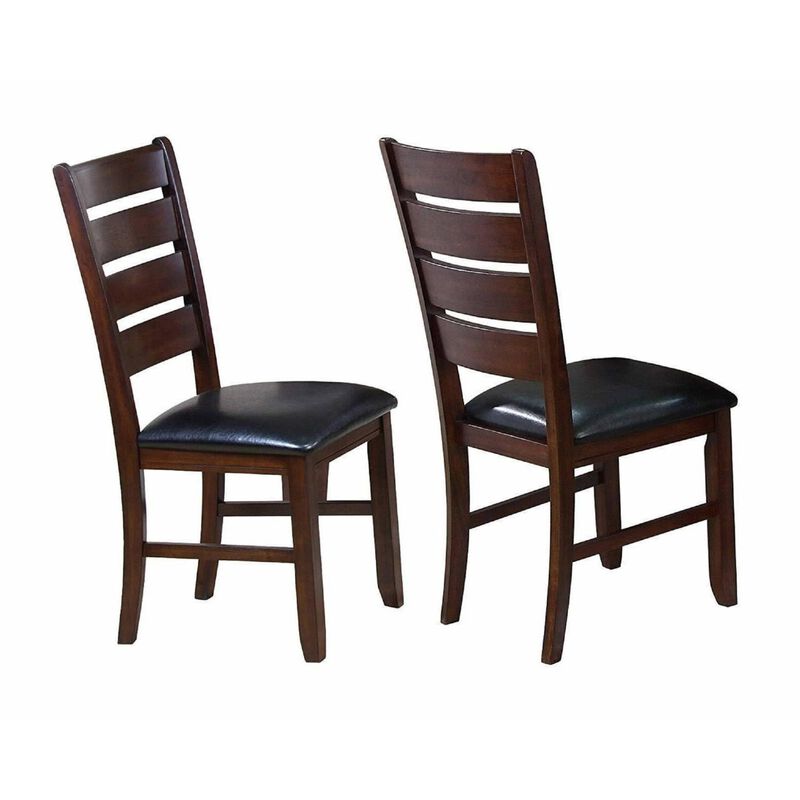 Contemporary Dining Chairs Set of 2  Solid Wood Faux Leather Cushion Side Chairs Kitchen Dining Room Furniture