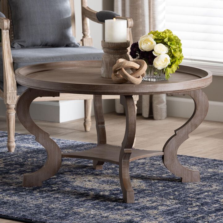 Baxton Studio Madrona French Country Antique Brown Wood Coffee Table