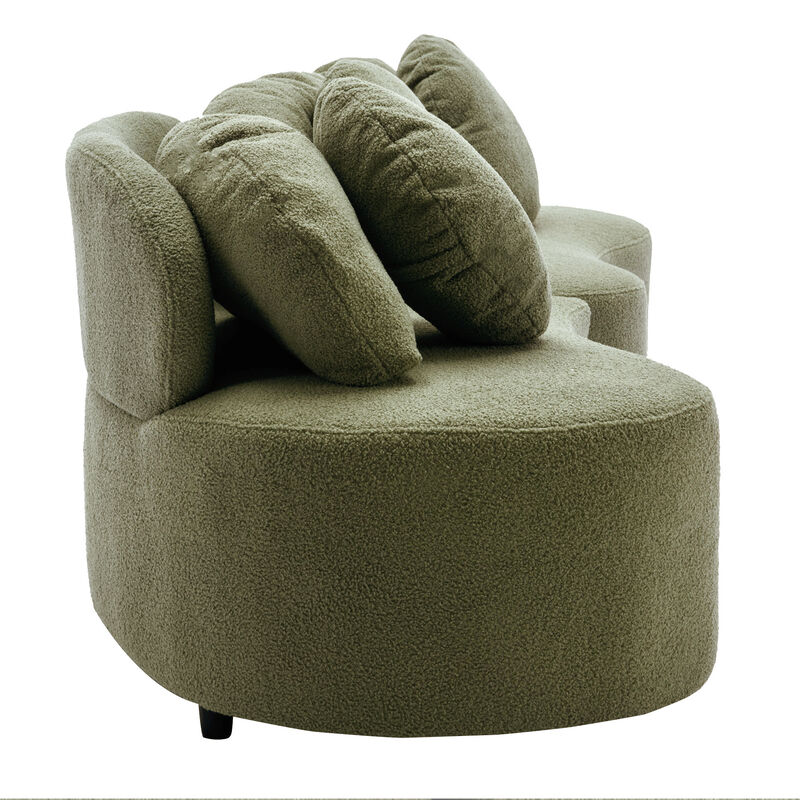 Merax Modern Curved Design Lamb Velvet Sofa
