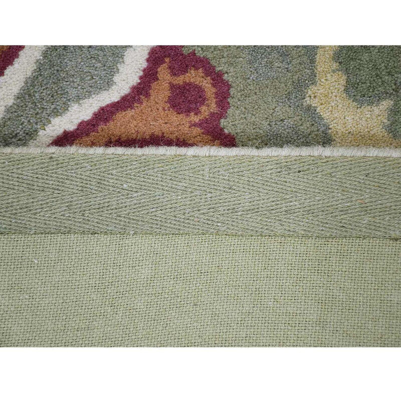 RUGSOTIC CARPETS HAND TUFTED WOOL ECO-FRIENDLY AREA RUGS  - 5'x7'6'', Rectangle Shape, Light Green, Floral Modern Design, High Pile Handmade Anti Skid Area Rugs for Living Room, Bed Room (K03114)