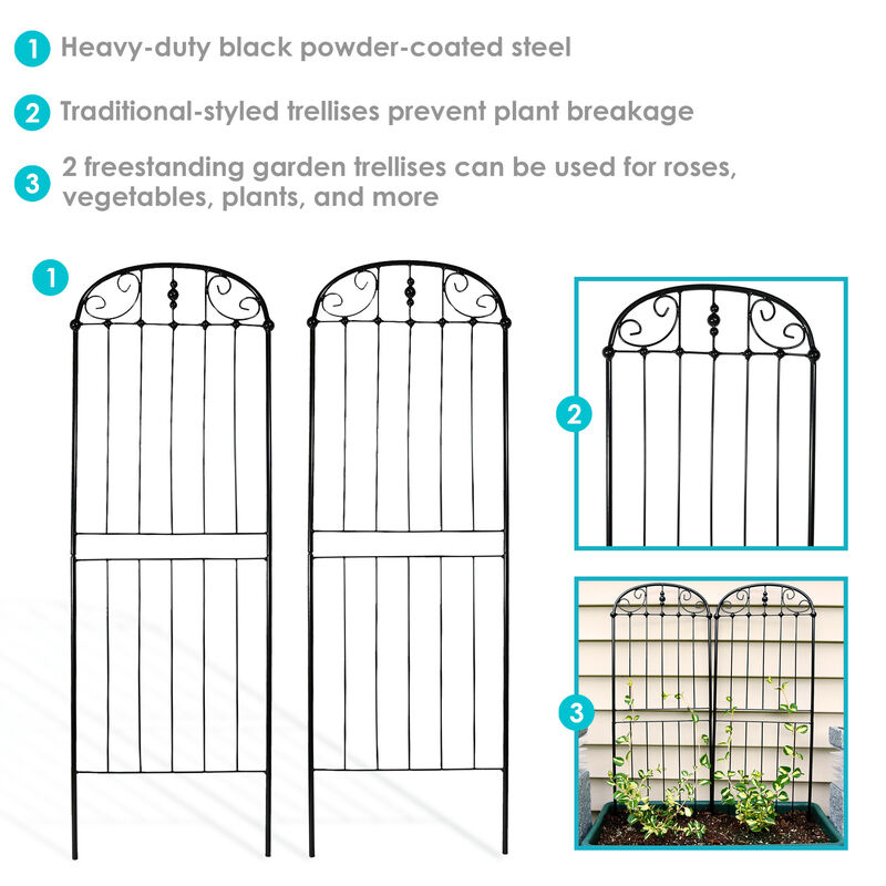 Sunnydaze 32 in Steel Wire Traditional Garden Plant Trellis - Set of 2