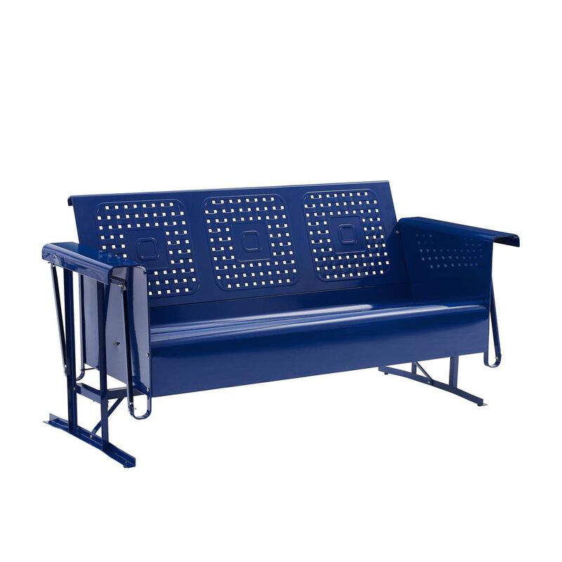 Crosley Furniture Bates Outdoor Metal Sofa Glider Navy