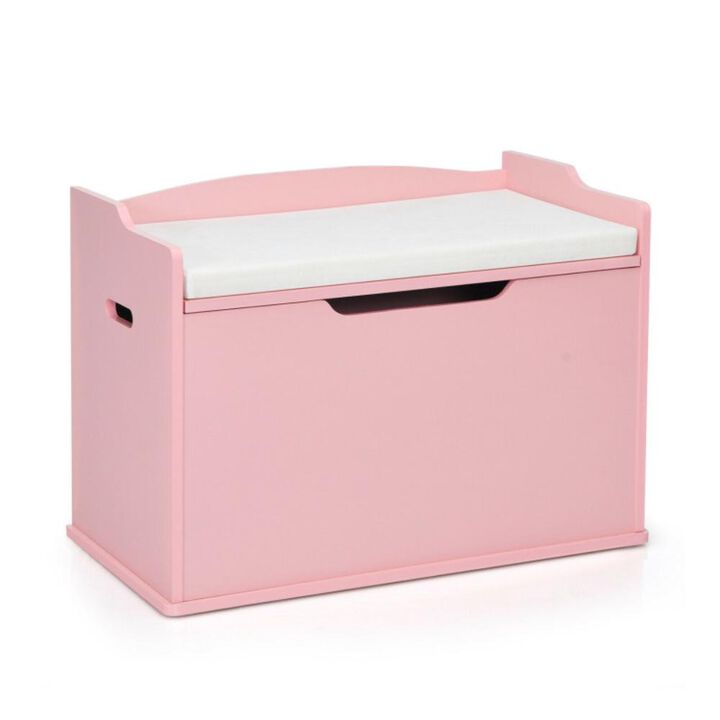 Hivvago Kids Toy Wooden Flip-top Storage Box Chest Bench with Cushion Hinge