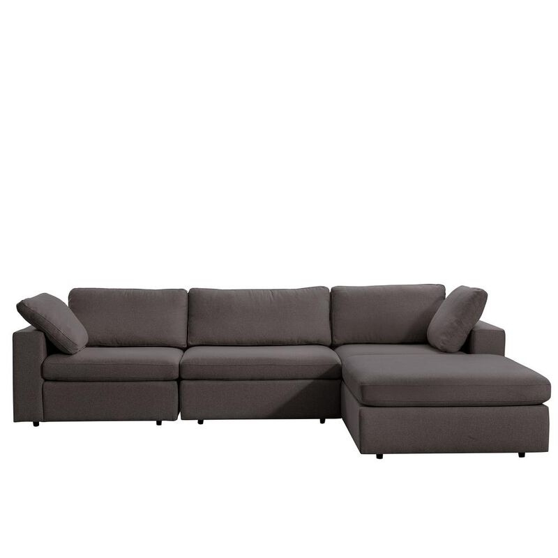 Ashcroft Furniture Co Cecilia Modular Corner Sectional Modern Sofa Dark Gray