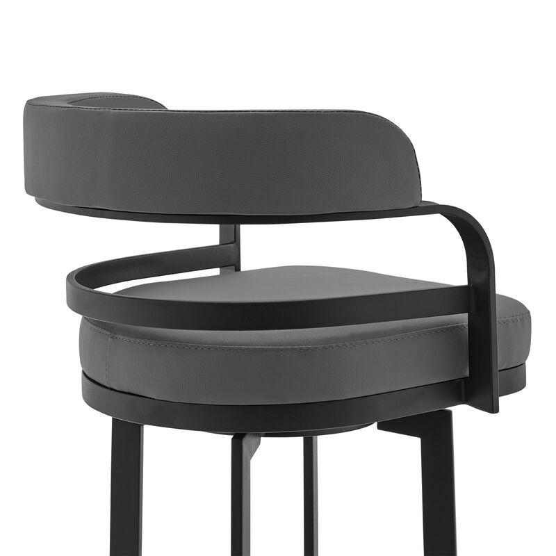 Prinz Counter Height Swivel Faux Leather and Brushed Stainless Steel Bar Stool
