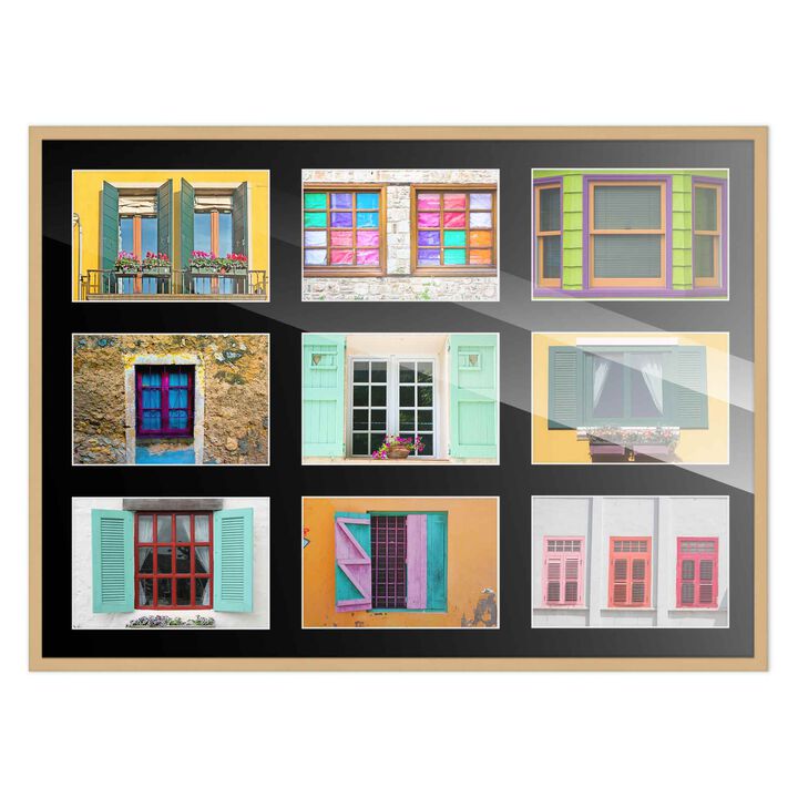 14.5x20.5 Wood Collage Frame with Black Mat For 9 4x6 Pictures