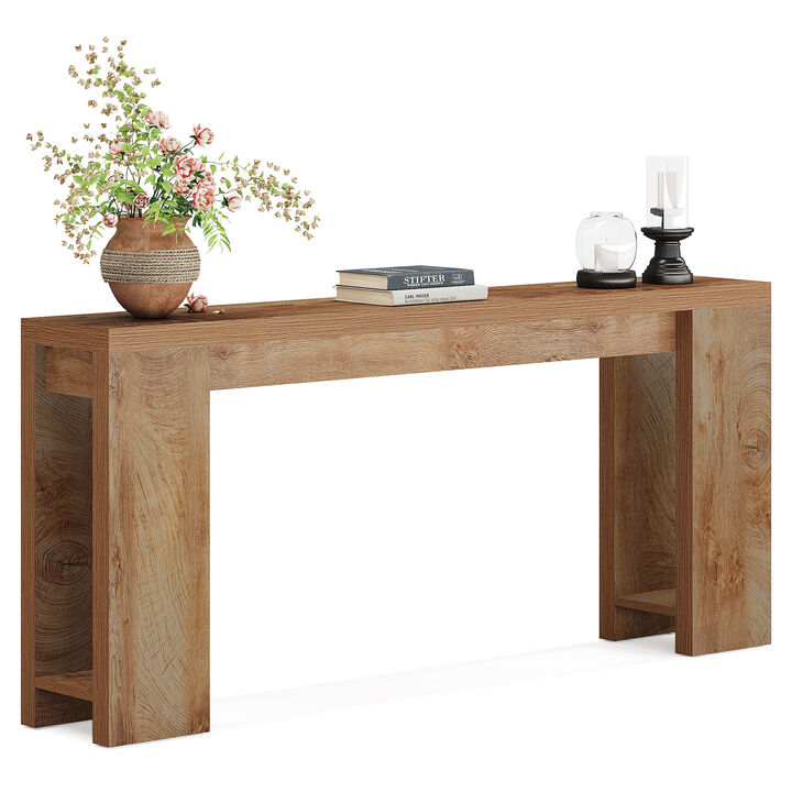 Modern 70.9-Inch Console Table, Farmhouse Wood Sofa Table, Narrow Entryway Christmas Renewal Table for Living Room, Hallway, Entrance, Foyer, Light Oak Brown