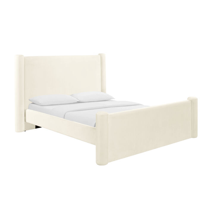 Athara Cream Velvet Full Bed