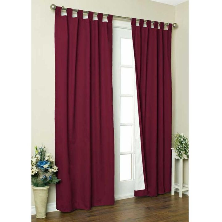 Commonwealth Thermalogic Weather Cotton Fabric Tab Panels Pair - 80x95" - Burgundy