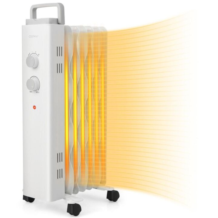 Costway 1500W Oil Filled Space Heater with Universal Wheels and 3-Level Heat