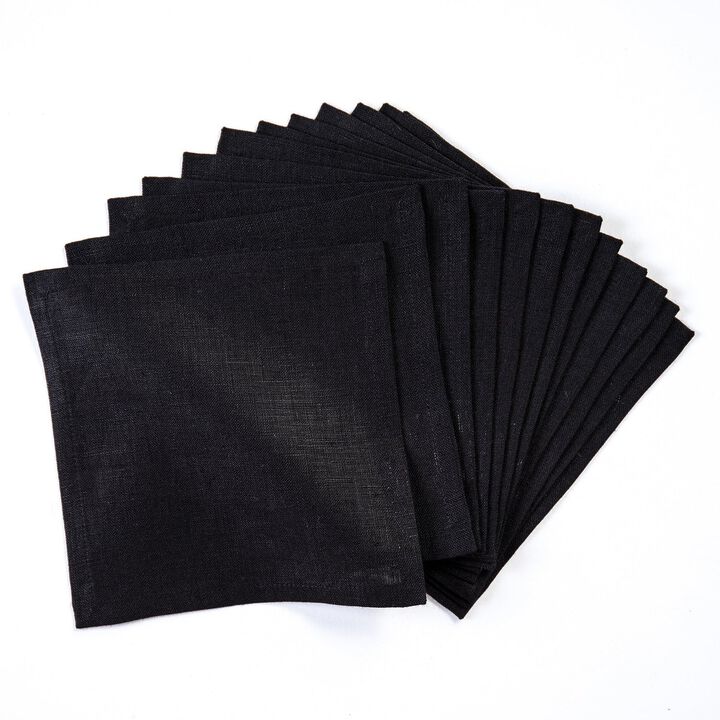 Solino Home 100% Pure Linen Cocktail Napkins 6 x 6 Inch Set of 12 | Fete