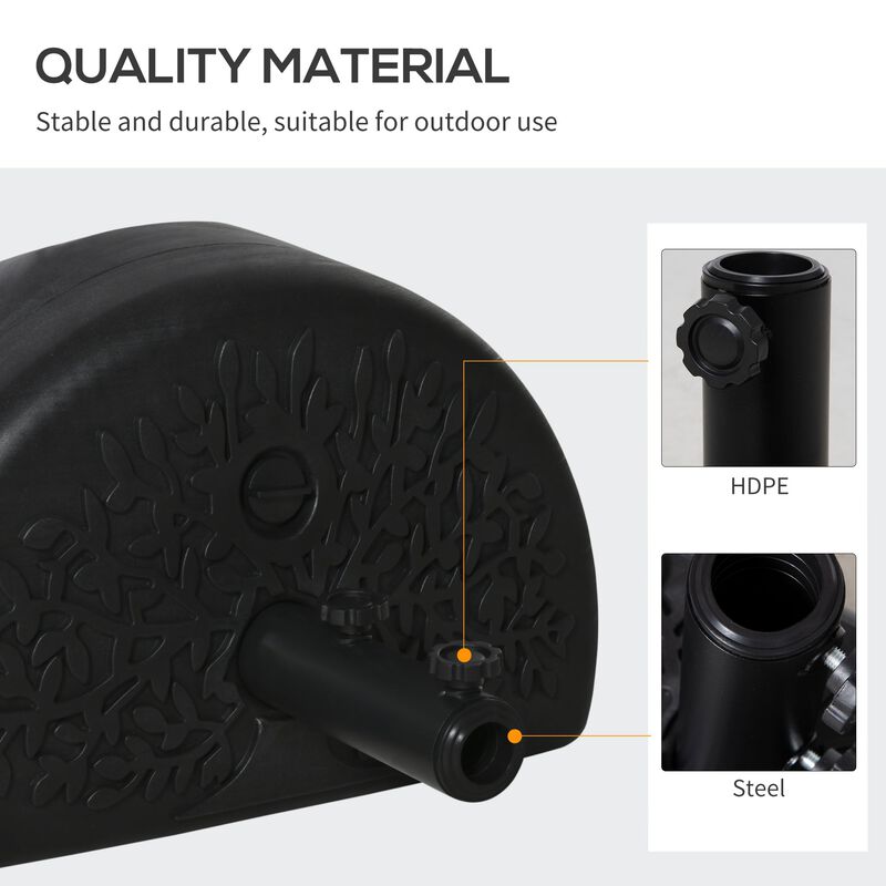Black Umbrella Base: Half Round Sand/Water Filled Patio Stand