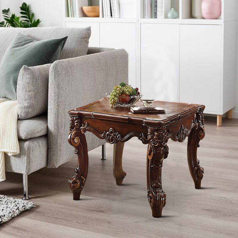 Wooden End Table in Cherry Brown-Benzara