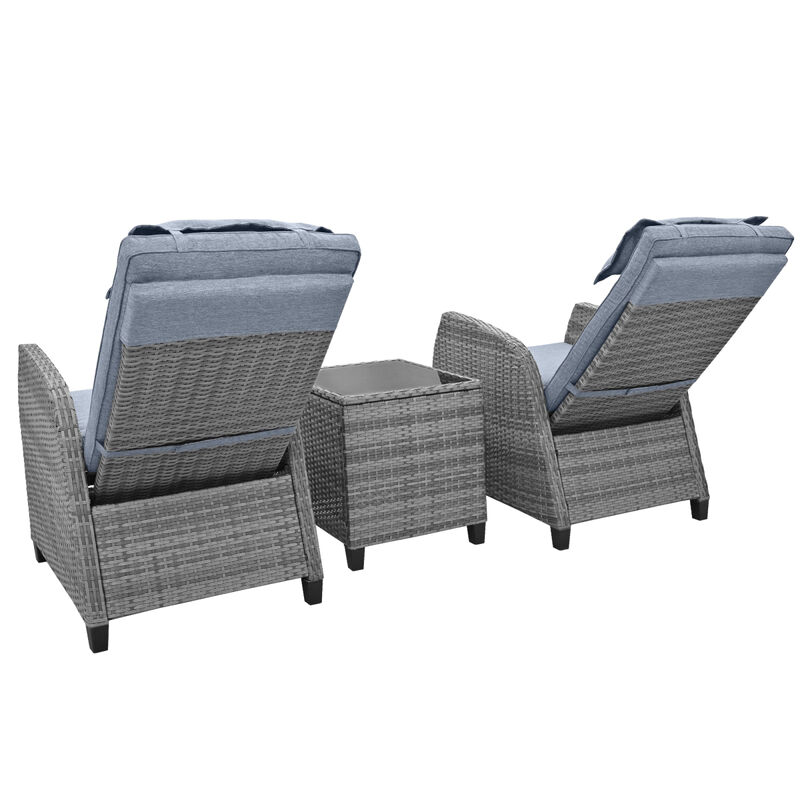 Outdoor Rattan Two-Person Combination With Coffee Tableble, Suitable For Courtyard
