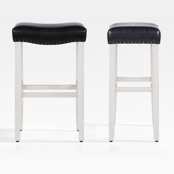 WestinTrends 29" Upholstered Saddle Seat Bar Stool (Set of 2)