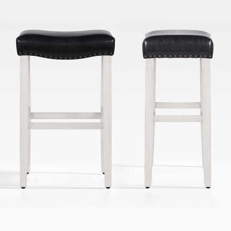 WestinTrends 29" Upholstered Saddle Seat Bar Stool (Set of 2)