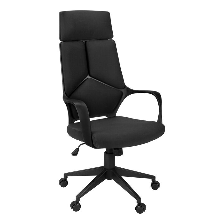 Monarch Specialties I 7272 Office Chair, Adjustable Height, Swivel, Ergonomic, Armrests, Computer Desk, Work, Metal, Fabric, Black, Contemporary, Modern