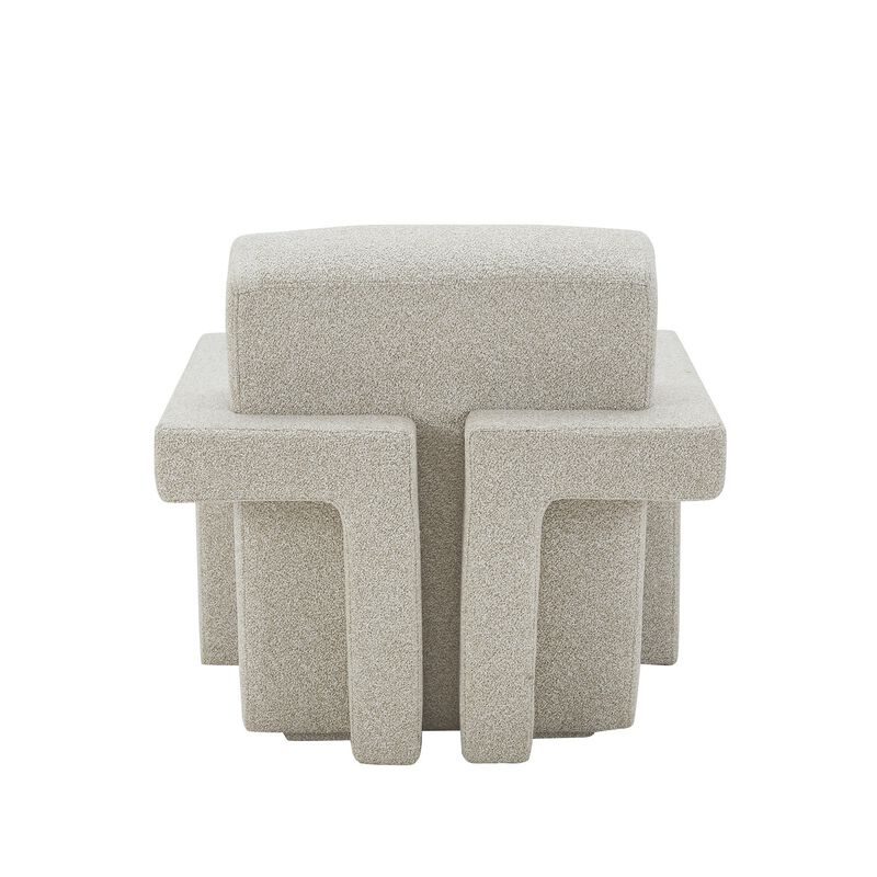 Cid Lily 28 Inch Accent Chair, Foam Cushioned Plush Beige Polyester Fabric - Benzara