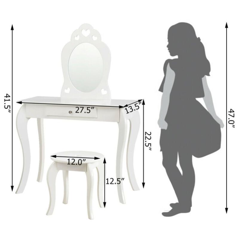 Hivvago Kids Princess Makeup Dressing Play Table Set with Mirror