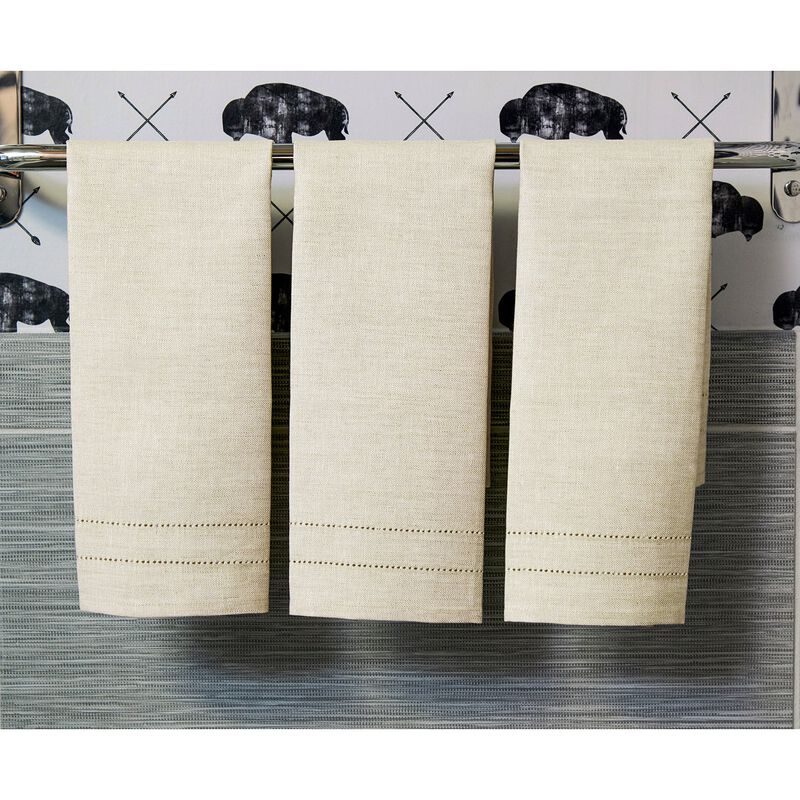 Solino Home 100% Pure Linen Hand Towels Set of 3 - 14 x 24 Inch