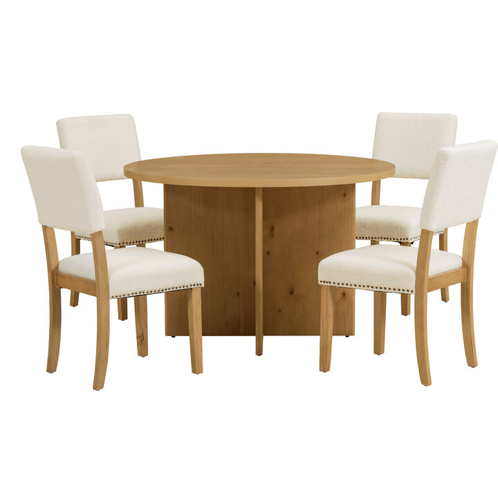 Modern 5-Piece Round Dining Table Set