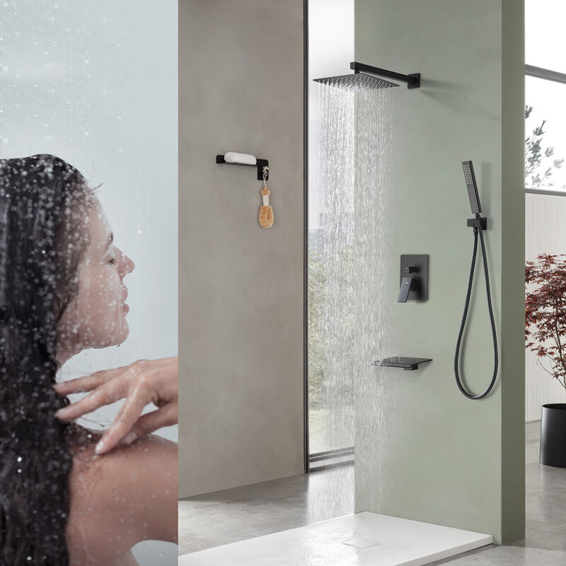 Wall Mount Bathtub Shower Faucet Set with Handheld Shower Head
