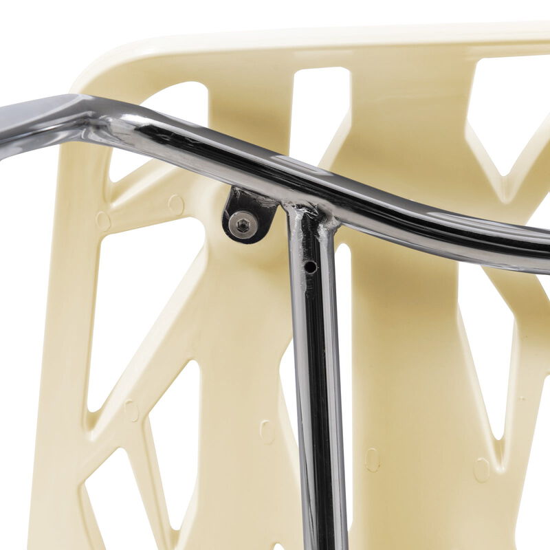 LeisureMod Asbury Dining Stackable Chair in Polypropylene Seat and Chrome Legs Set of 2