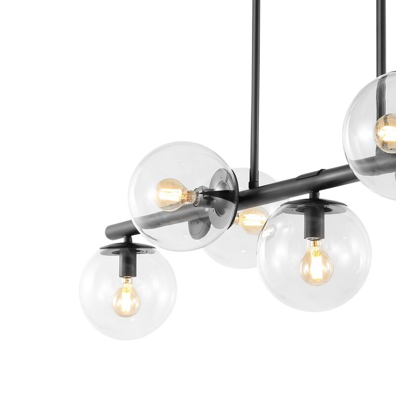 Luca Parisian Modern Glam Iron Globe Linear LED Pendant