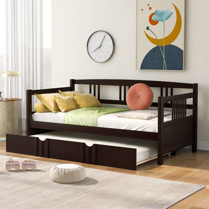 Merax Daybed Wood Bed with Twin Size Trundle