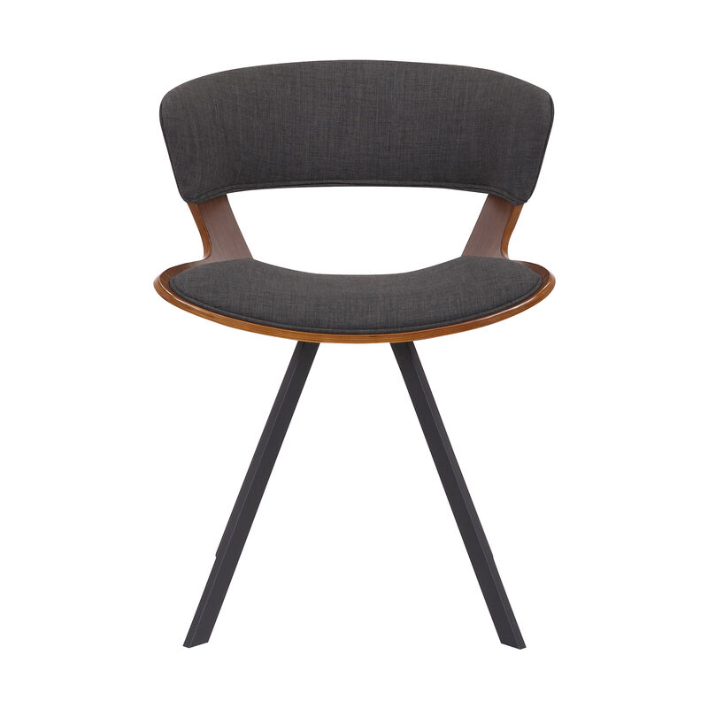 18 Inches Curved Padded Dining Chair with Angled Legs, Brown and Black-Benzara