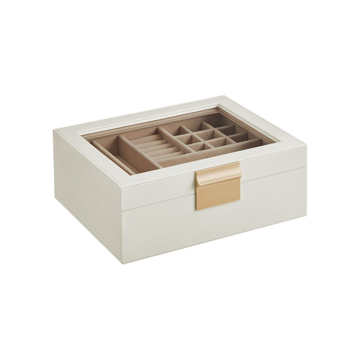 2-Layer Jewelry Box with Glass Lid Graphite
