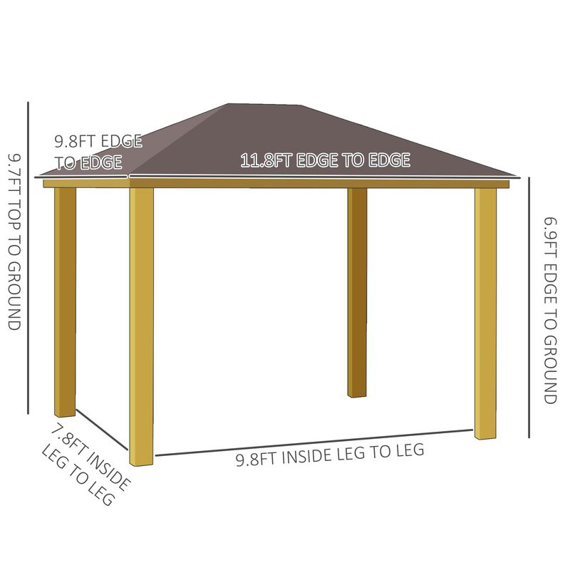 Brown Outdoor Structure: 10x12 Galvanized Steel Gazebo with Wood Frame
