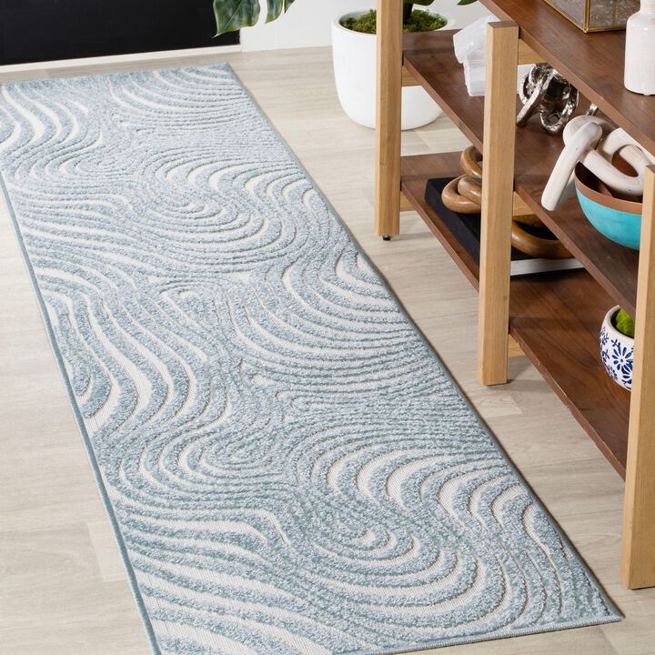 Maribo High-Low Abstract Groovy Striped Indoor/Outdoor Area Rug