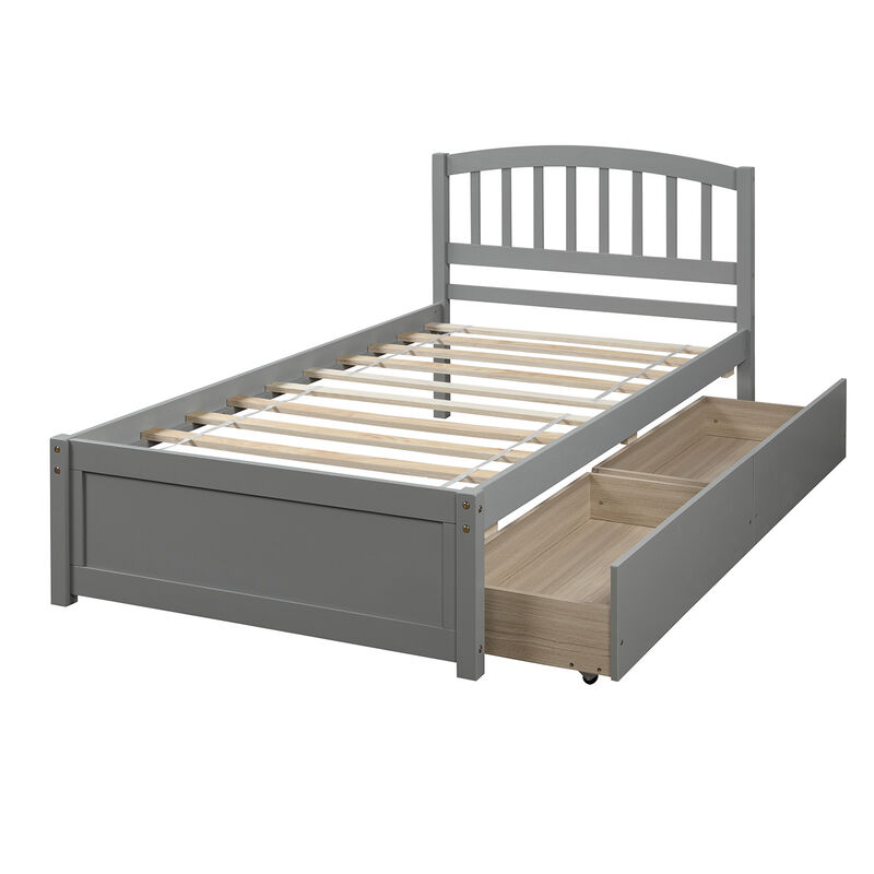 Merax Wood Bed Frame with Two Drawers