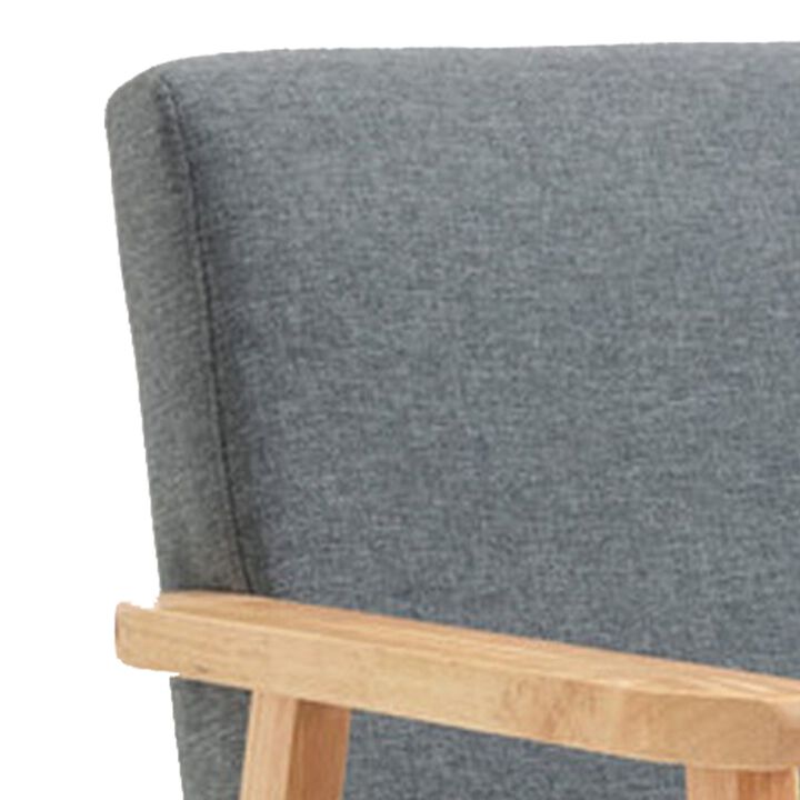 Colin 26 Inch Modern Chair, Padded Cushions, Wood Arms and Legs, Light Gray-Benzara