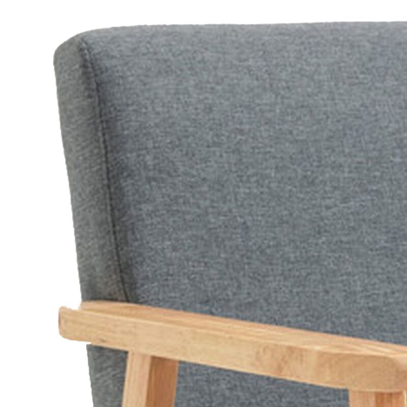 Colin 26 Inch Modern Chair, Padded Cushions, Wood Arms and Legs, Light Gray-Benzara