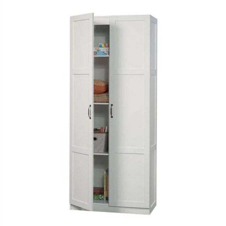 Hivvago White Wardrobe Storage Cabinet with 4 Shelves and Panel Doors