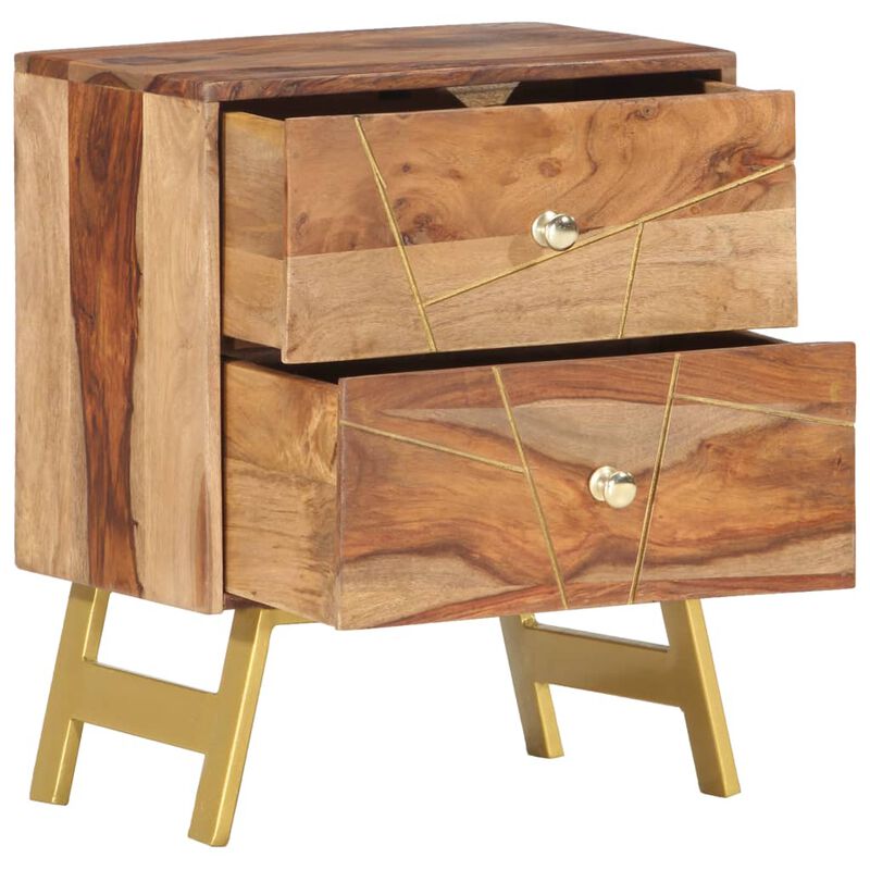 vidaXL Bedside Cabinet 15.7"x11.8"x19.7" Solid Sheesham Wood